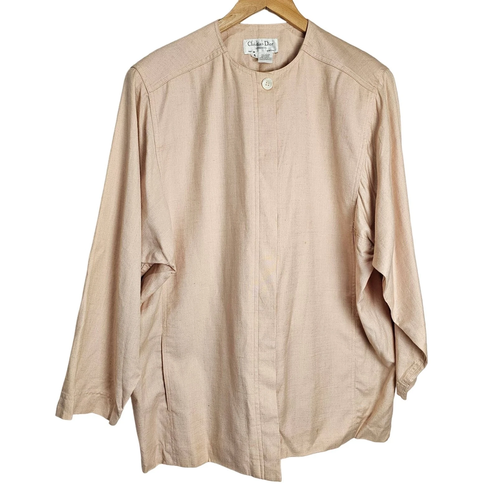 Christian Dior blazer vintage donna taglia 12 rosa lino business casual anni 90