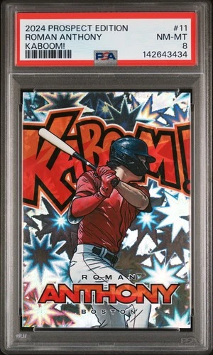 2024 Panini Prospect Edition Roman Anthony KABOOM! #11 Case Hit SSP PSA 8