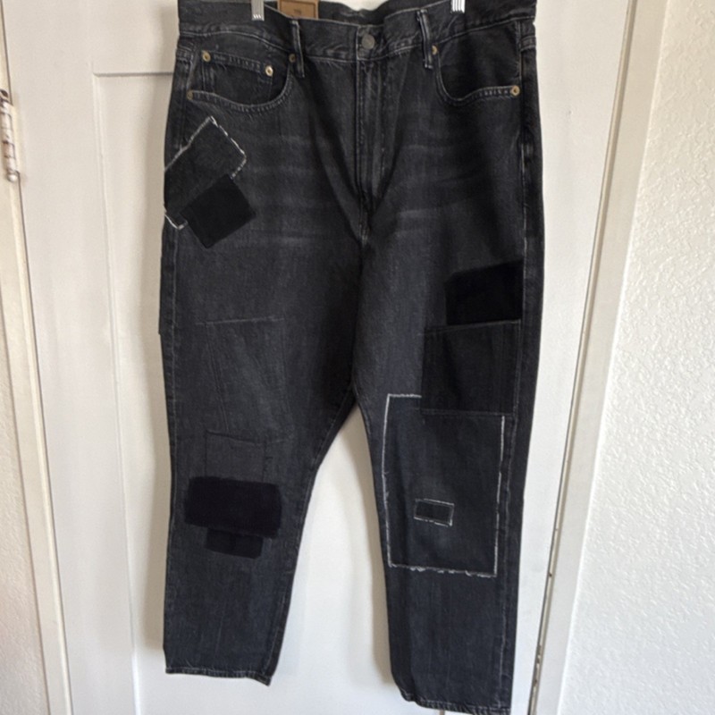 New Polo Ralph Lauren Womens Black Dark Wash Distressed Boyfriend Jeans Size 33