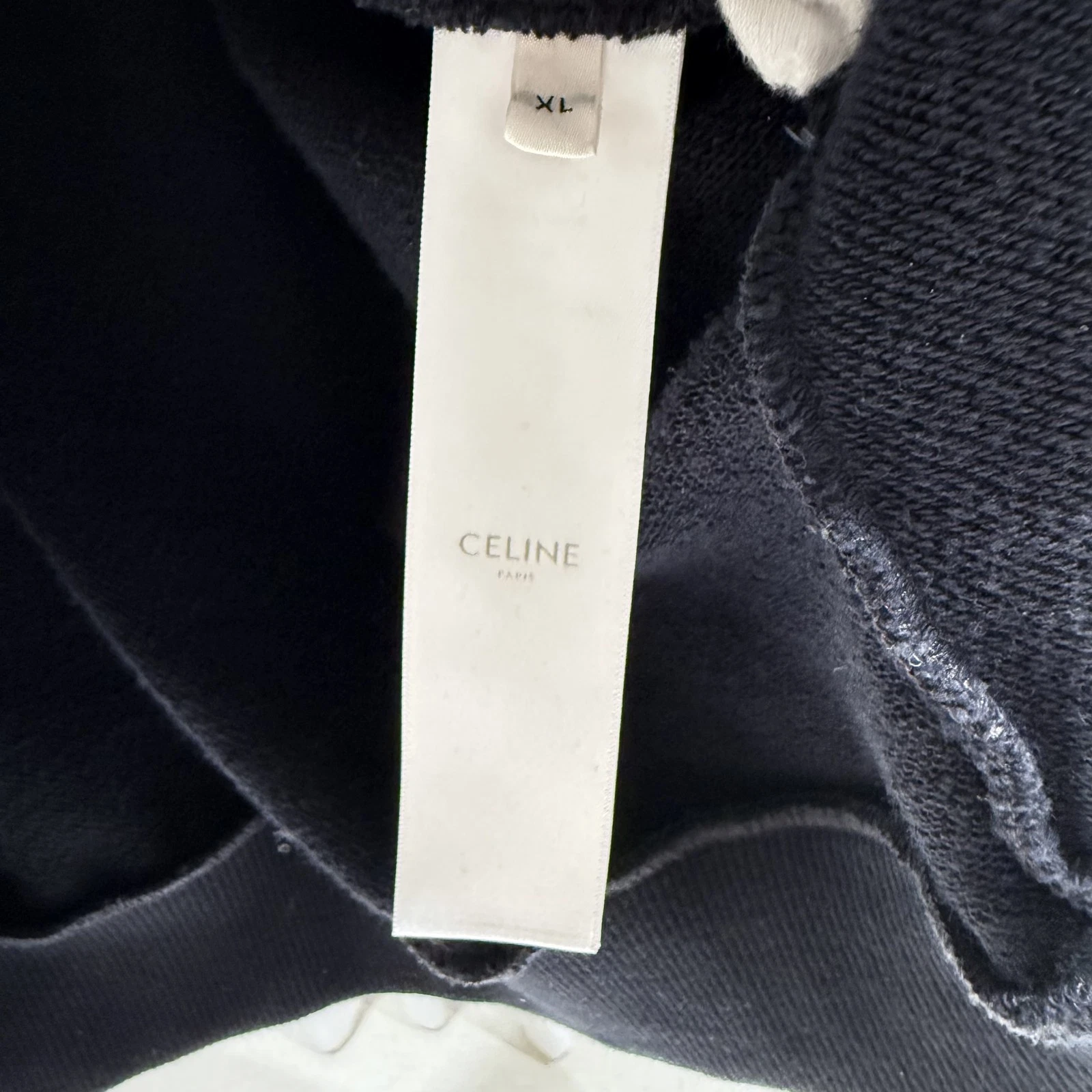 Felpa con cappuccio Celine XL logo cotone nero 133607048