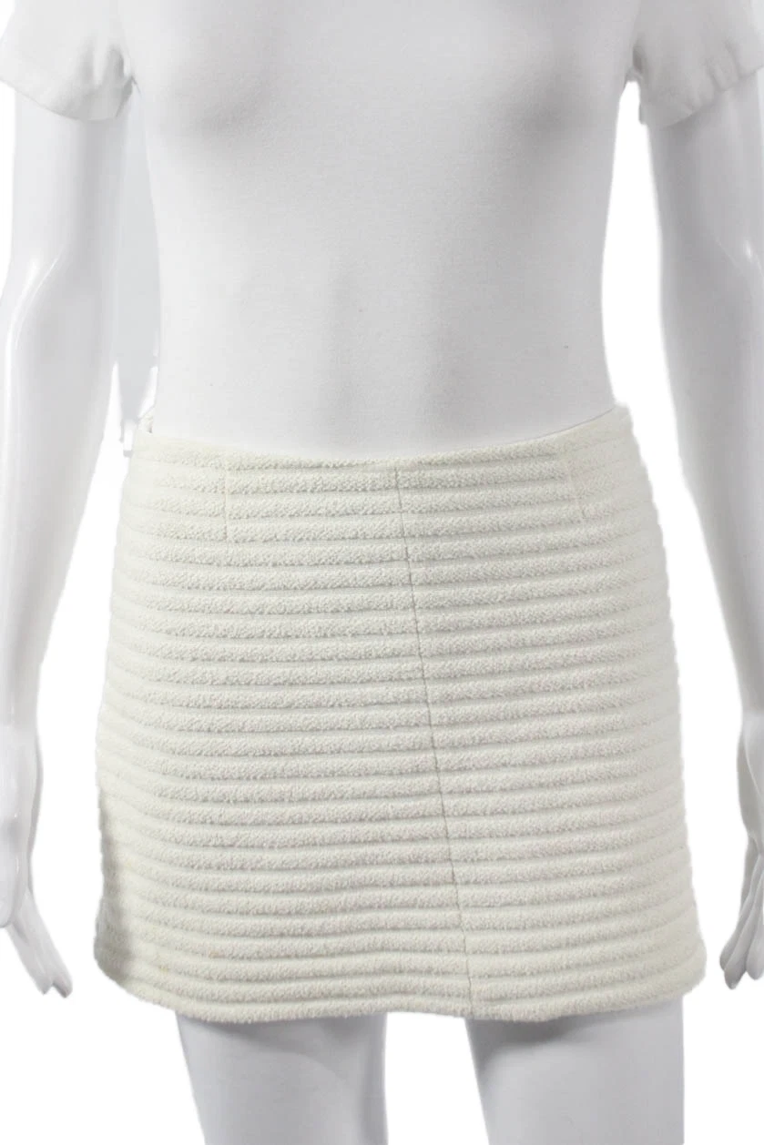 Theory Womens Mini Striped White Cotton Skirt Zip Size 00
