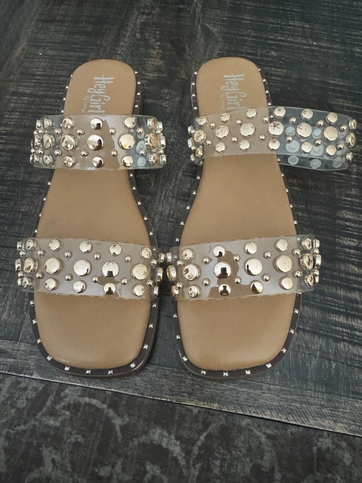 Sandalias transparentes de doble toma para dama de Corky’s. Talla 10. Foto 2 de 4