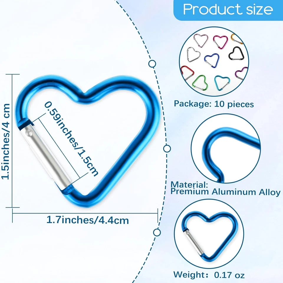 10 Stück Karabiner Herz Karabinerhaken In Herzform Aluminium Karabinerhaken  - Bild 2 von 4