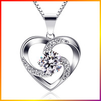 "Herz AnhäNger 925 Sterling Silber \"Love Is Happiness\" Mit Zirkonia 45 Cm"
