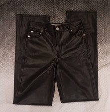 Zara Pants Womens Black Faux Leather Straight Leg EUR 34 US 2 MEX 24