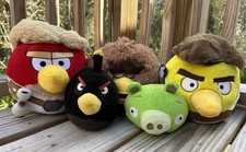 Angry Birds Star Wars Lot Of 5 Chewbacca Han Solo Luke Skywalker Plush Green Pig