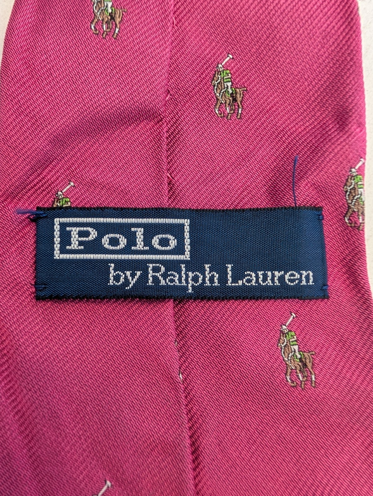 Polo Ralph Lauren Necktie Men 59" Classic Pink All over Pony's Silk Italy T16 thumbnail 5