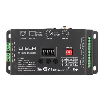 LTECH LT-995 DMX512 INTERFACE DECODER, 5-CHANNEL, 6A, 144W, 30A