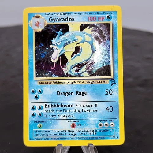 Gyarados 7/130 Holo Rare Base Set 2 Pokemon Card NM 1999 WOTC Vintage TCG