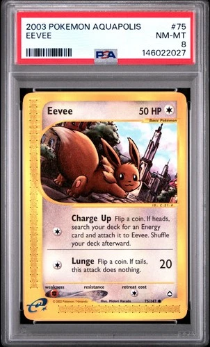 2003 POKEMON AQUAPOLIS #75 EEVEE PSA 8