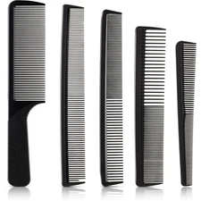 5 Pieces Hair Cutting Comb Barber Hair Styling Combs Fine Teeth Carbon Hairbrush