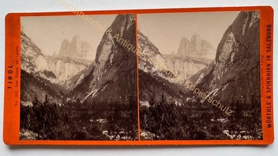 orig. Stereo photo photograph around 1870 Tyrol Three Peaks Landro South Tyrol