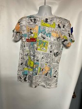 Sale Vintage Large POPEYE all over print T-SHIRT cartoon comic tv show spinach