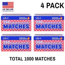 4 Pack Large Matches 1000 Count Strike On Box Bulk Kitchen/Camping/Fire/Candle