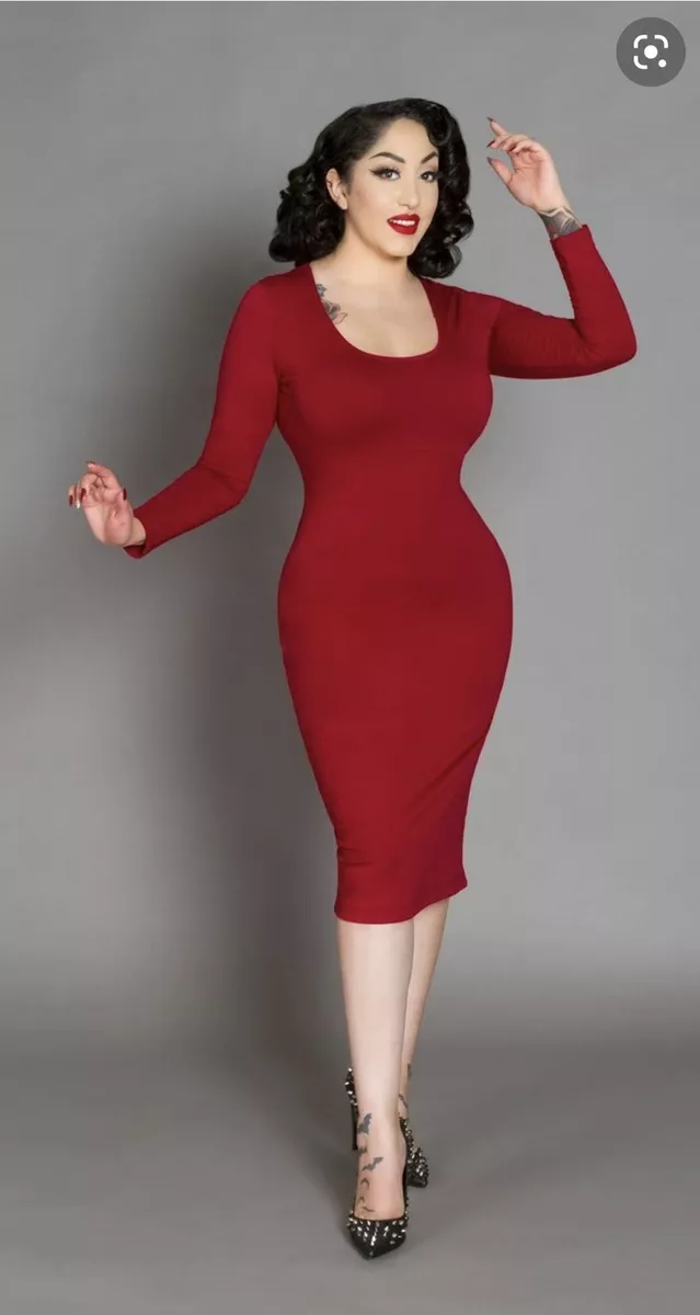 pinup girl clothing red wiggle dress rockabilly