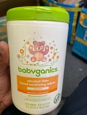 Babyganics Alcohol Free Hand Wipes Mandarin 100 Count