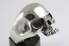Bague Tête De Mort Biker Classique 925 Argent Véritable / 462