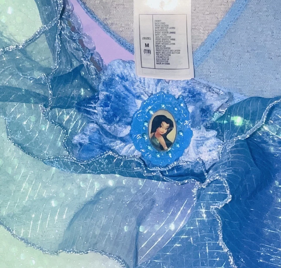 Disney Store SILVERMIST Water FAIRY COSTUME DRESS Size 7-8 w/ Matching WINGS - Image 2 of 4