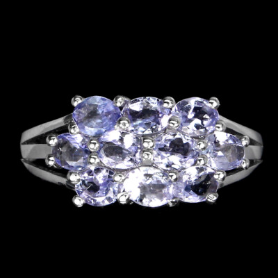 925 Sterling Silver Ring Oval Tanzanite Natural Gemstone Jewelry Size 8