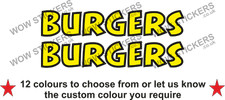 2 x  Burgers Stickers street food decals & van catering trailer (choose size)