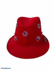 Red Hat Society Womens Red Embroidered Hat With Friendship Pin