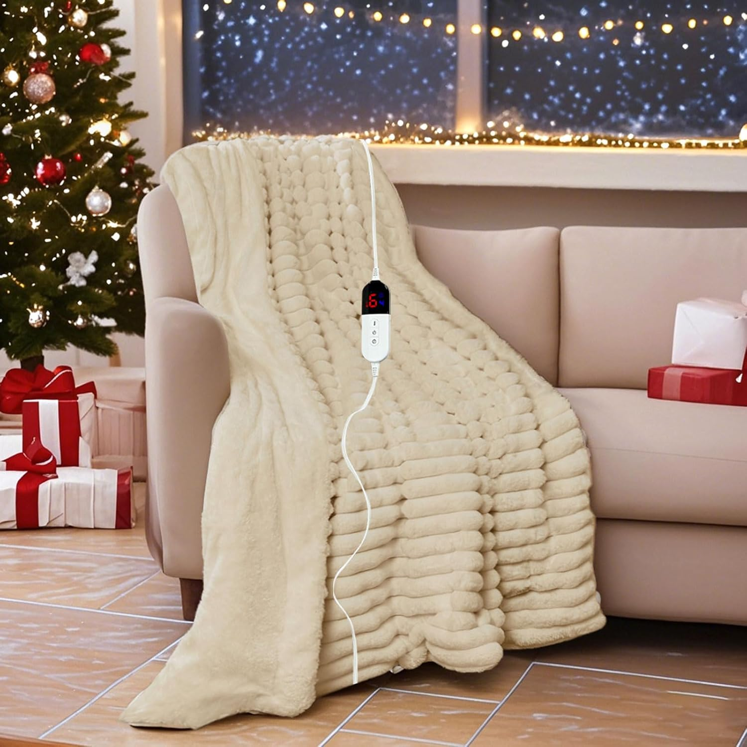 Heated Electric Blanket Throw: 6-Level Fast Heating, 4-Hour Auto-Off, Soft&Warm