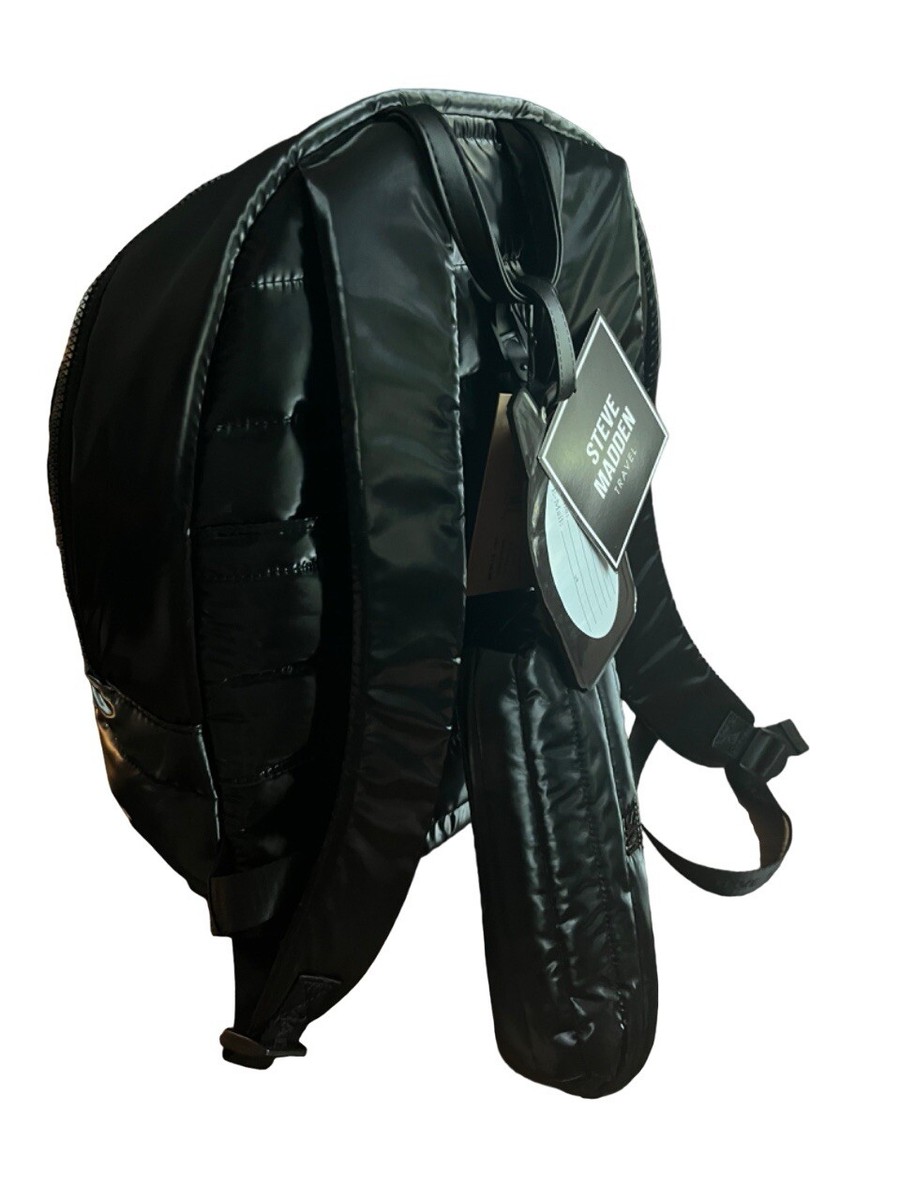 STEVE MADDEN Black Nylon Backpack & Wrislet W/ Trolley  display picture 3