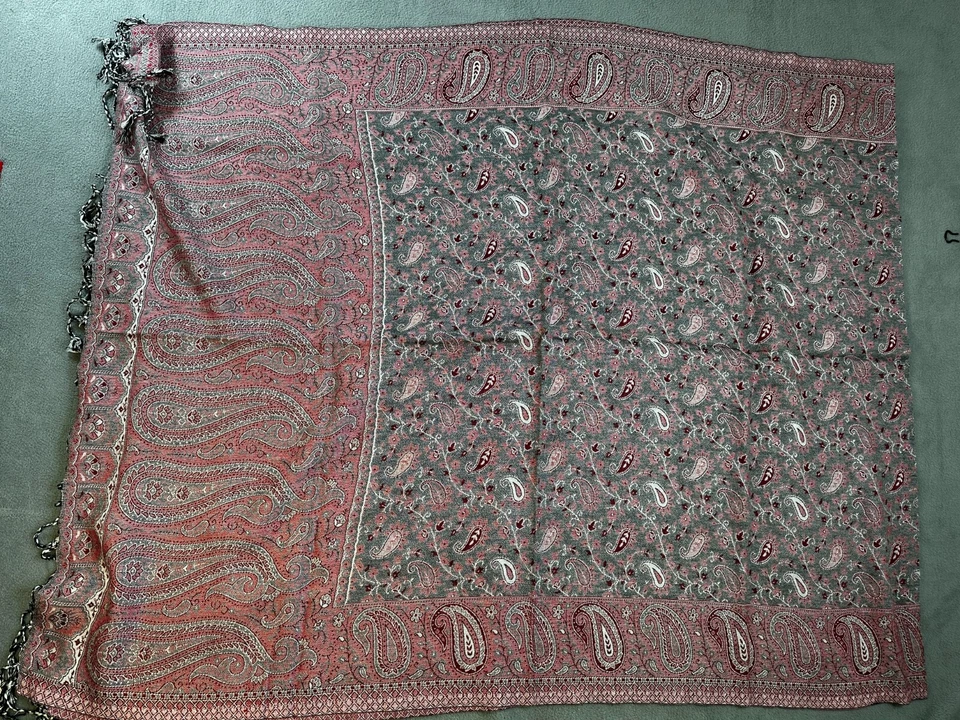 NEW Scarf Womens STOLE long Wrap Fringe Shawl Indian PINK Reversible scarves US - Image 2 of 4