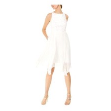 NEW ADRIANNA PAPELL  IVORY WHITE EMBELLISHED  FIT AND  FLARE DRESS SIZE 18 $199