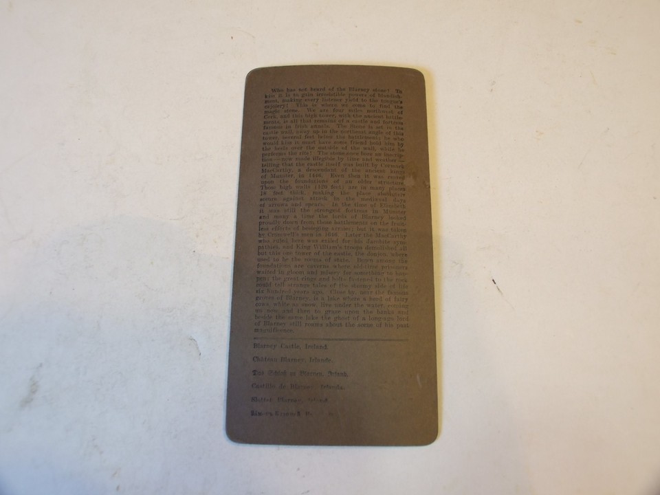 1901 ANTIQUE STEREOVIEW CARD BY UNDERWOOD & UNDERWOOD "BLARNEY CASTLE