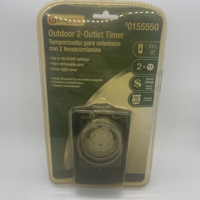 Utilitech Outdoor 2 Outlet Timer 0155550 Rain-Tight Cover & 48 On/Off Settings!