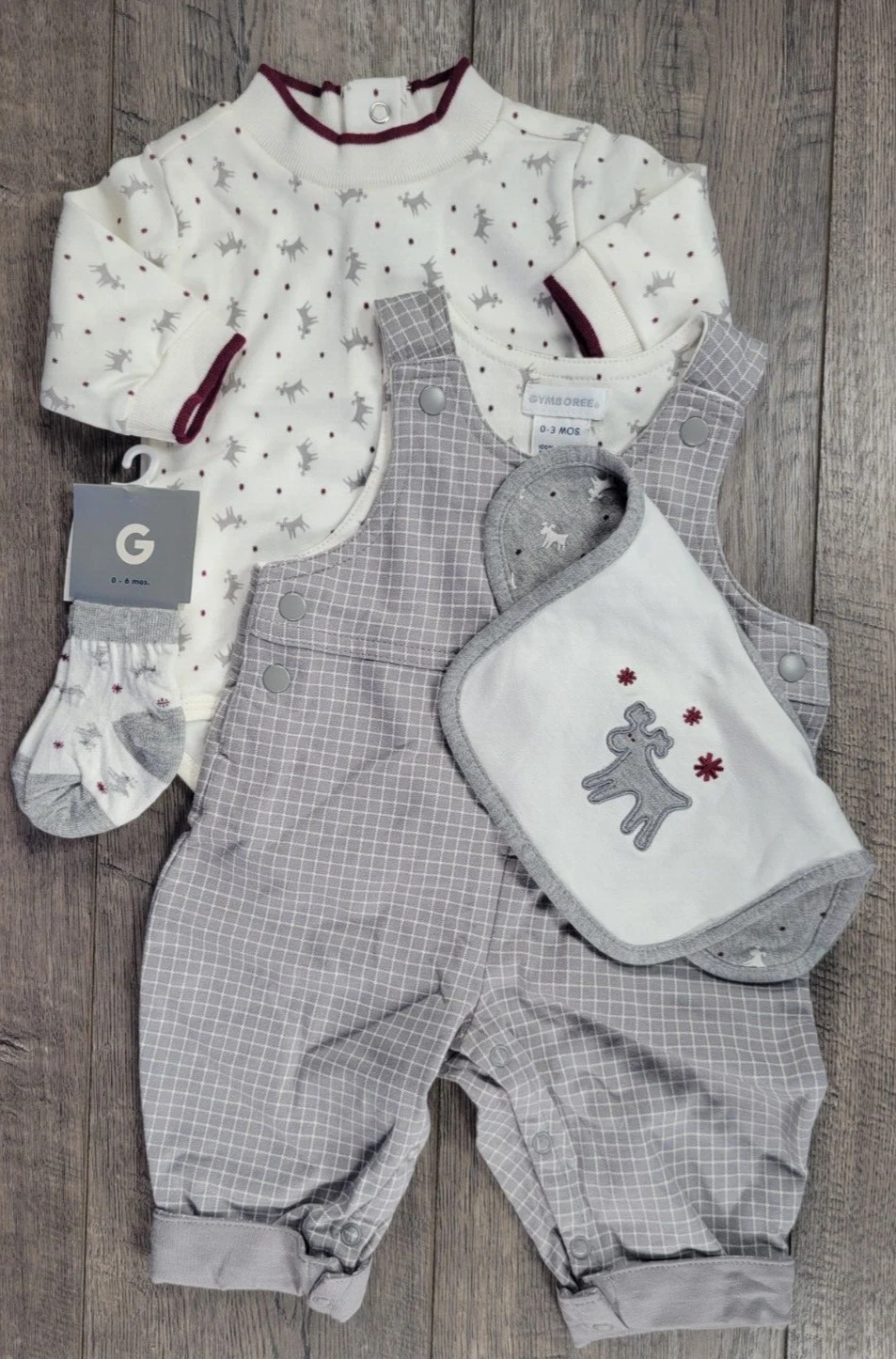 Baby Boy Clothes New Vintage Gymboree 0-3 Month 4pc Gray Reindeer Outfit Set
Opens in a new window o