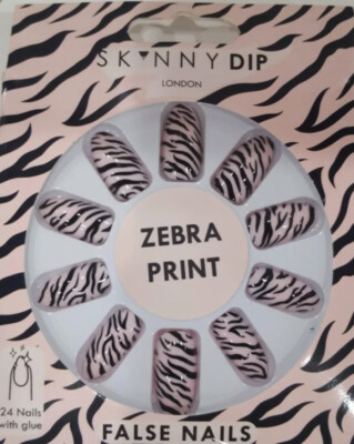 Skinny Dip London Zebra Print False Nails