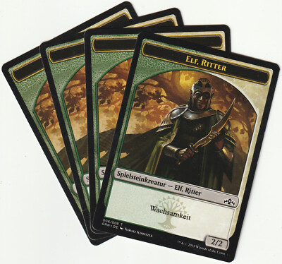   4 MAGIC The Gathering ELF RITTER Token Creature MTG PLAYSET GRN/DE 2018