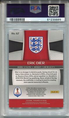 Panini 2018 World Cup Soccer Prizm #67 Eric Dier PSA 10
