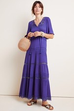 NEW ANTHROPOLOGIE Sz XS JONI TIERED EMBROIDERED MAXI DRESS X LABIZ