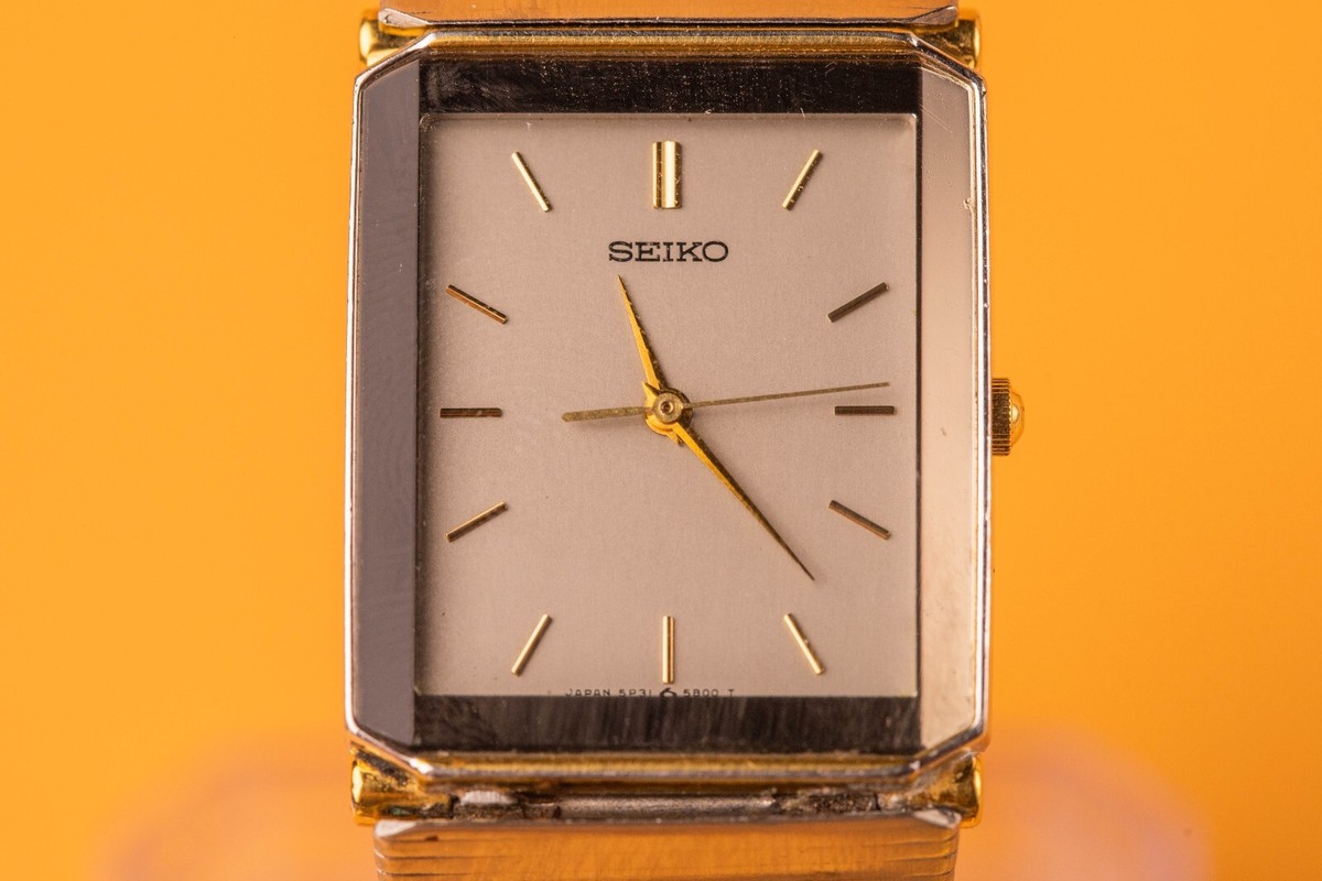 Seiko Re.5P31-5A80 Two Tone 31x24mm Case Mens Quartz Watch | eBay