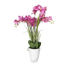 49" Artificial Flowers Potted Faux Realistic Pink Orchid in Plastic Pot