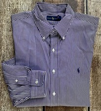 POLO RALPH LAUREN DRESS SHIRT PURPLE STRIPED MENS SIZE 18 46 EXCELLENT CONDITION