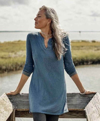 Night Sky Heather Grey SWEATER TUNIC 