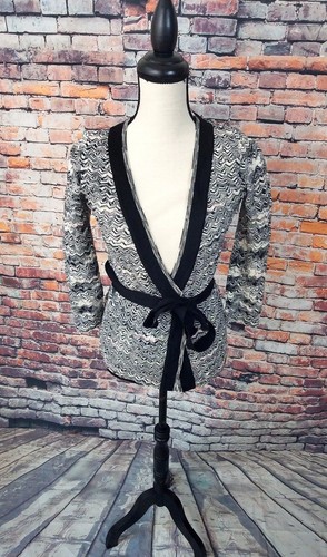 MISSONI ITALY Black White L/S V-Neck 