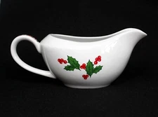 Essential Home Christmas Holly Fine Ceramic Gravy Boat