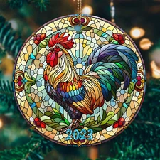 2023 Christmas Rooster Ornament, Christmas Decoration Gift For Chicken Lover
