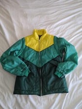 Vntg kids Size 12 Ski Jacket W/ removable sleeves to create vest Green/Yellow YY