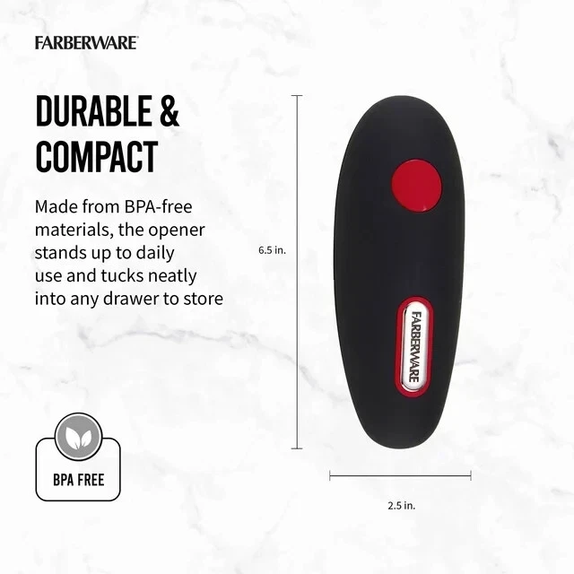 Farberware Hands Free Battery Operated Black Can Opener Kitchen Cooking Food - Imagem 2 de 4