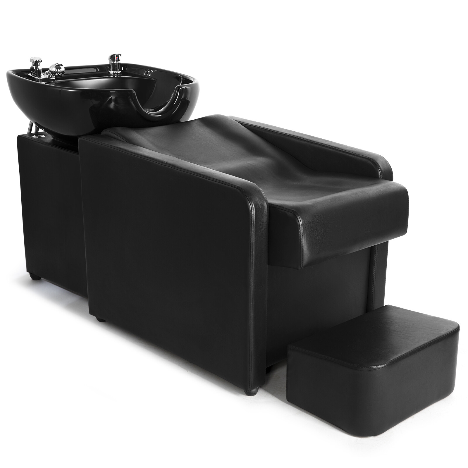 Pro Backwash Unit Ceramic Shampoo Bowl Salon Beauty Stylist Station w/Footrest