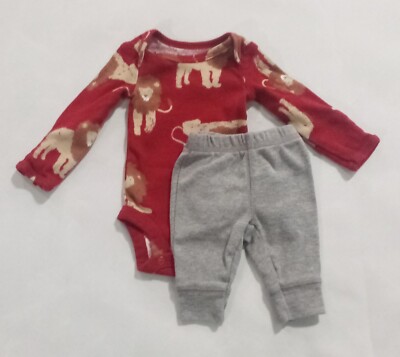 Carter s Preemie Baby Lion Outfit Bodysuit Sweat Pants Set C