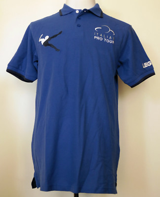 NEW NWT Legea Technical Sportswear Italian Pro Tour Blue S/S Soccer Polo Shirt L