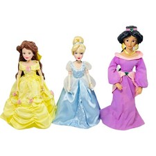 Disney Porcelain Keepsake Doll Princess Cinderella Belle Jasmine Lot Of 3