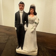 Vintage Bride  Groom Cake Topper Wedding Decoration Figurine Japan 3.75"